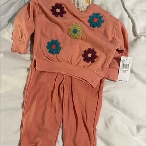 Floral Embroidered Pink Toddler Outfit- Jessica Simpson- 12 month